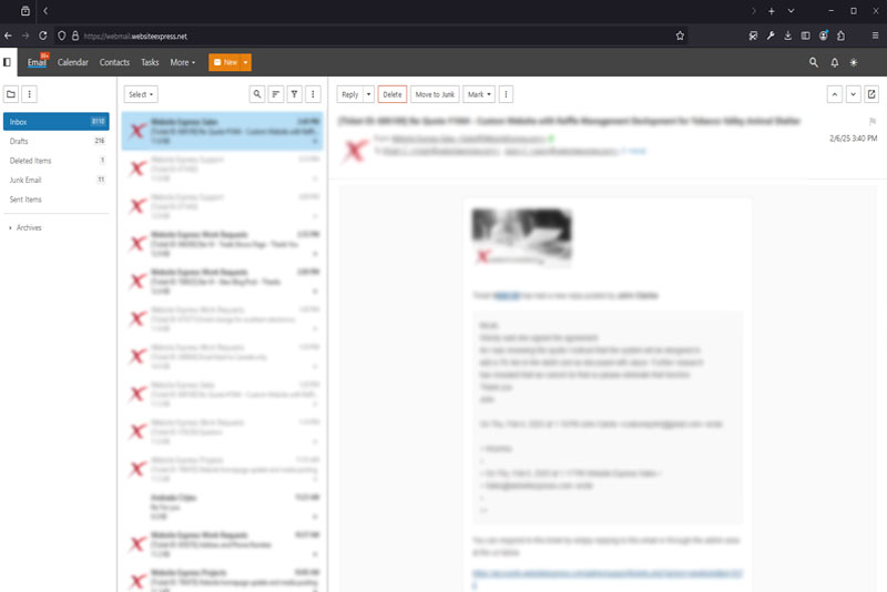 Webmail from Web Express Email Hosting Services